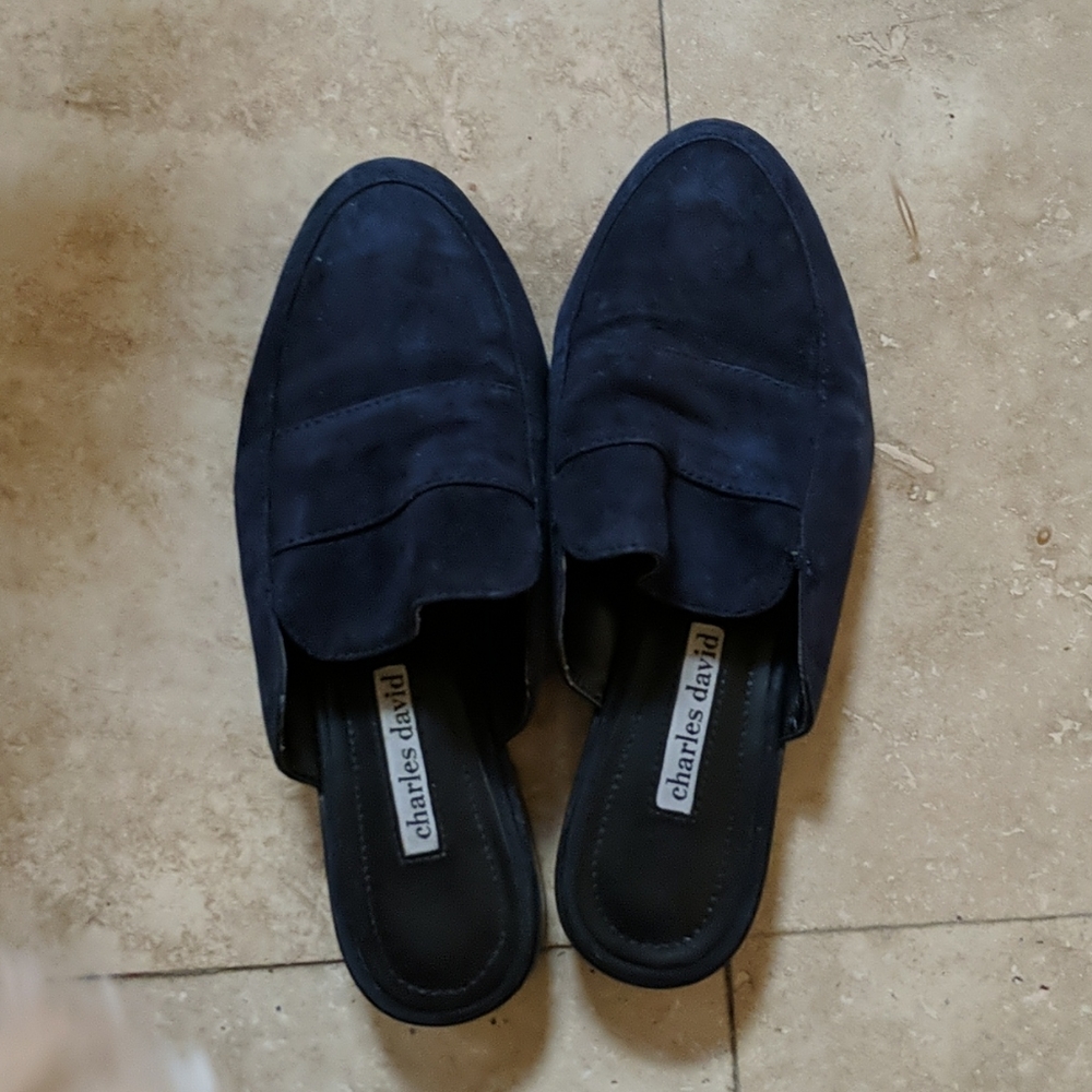 Navy suede flats